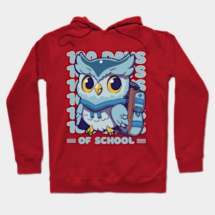 100 days of school typography featuring a Cute owl with a bagpack #3 Hoodie